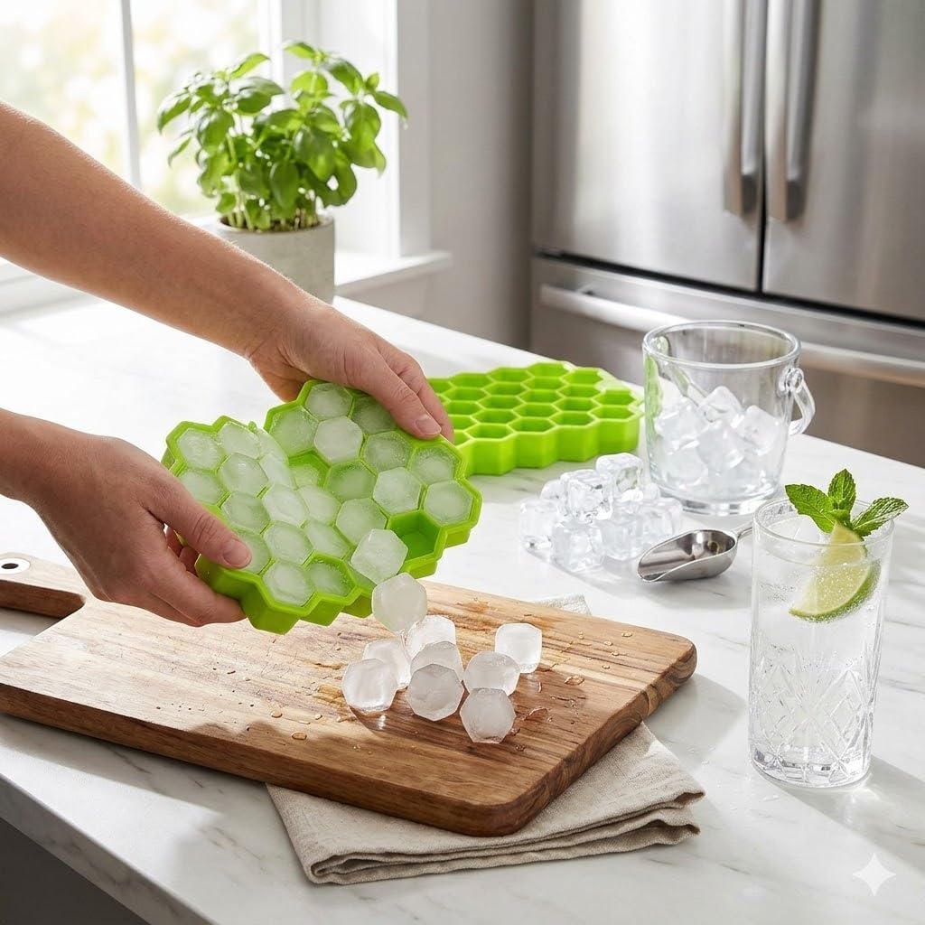 37 Cavity Ice Cube Mould Tray for Freezer Silicone Shape Honeycomb Chocolate Cake Maker Ice Trays for Chilled Drinks Reusable Multicolor